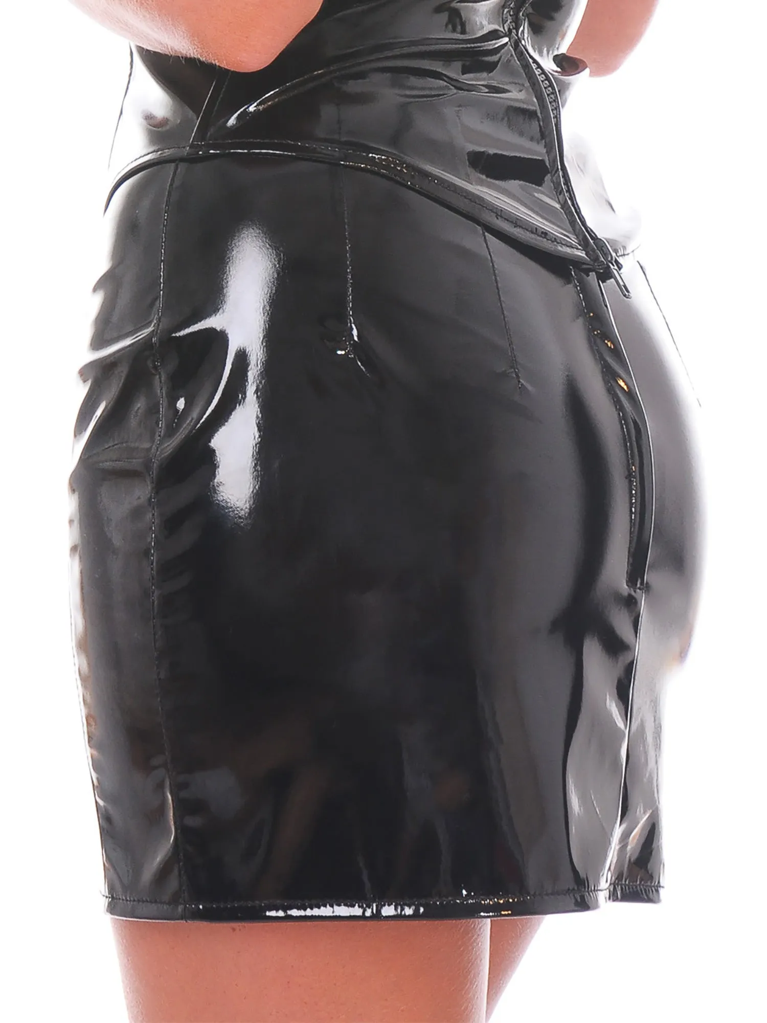 PVC Thigh Split Mini Skirt