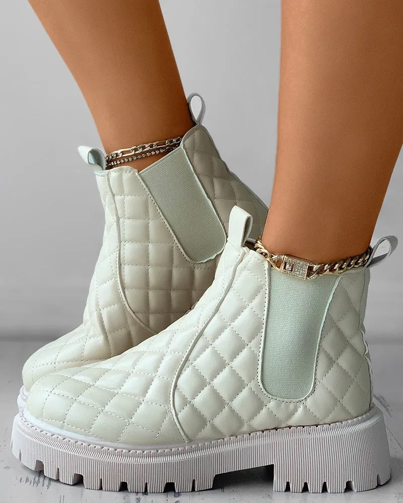 Quilted Minimalist Flatform Chelsea Boots