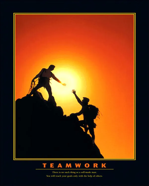 Rock Climbing "Teamwork" Motivational Poster - Eurographics