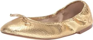 Sam Edelman Felicia Gold Boa Embossed Metallic Slip On Rounded Toe Ballet Flats