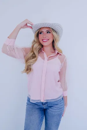 Simply Chic Sheer Button Up Blouse & Cami