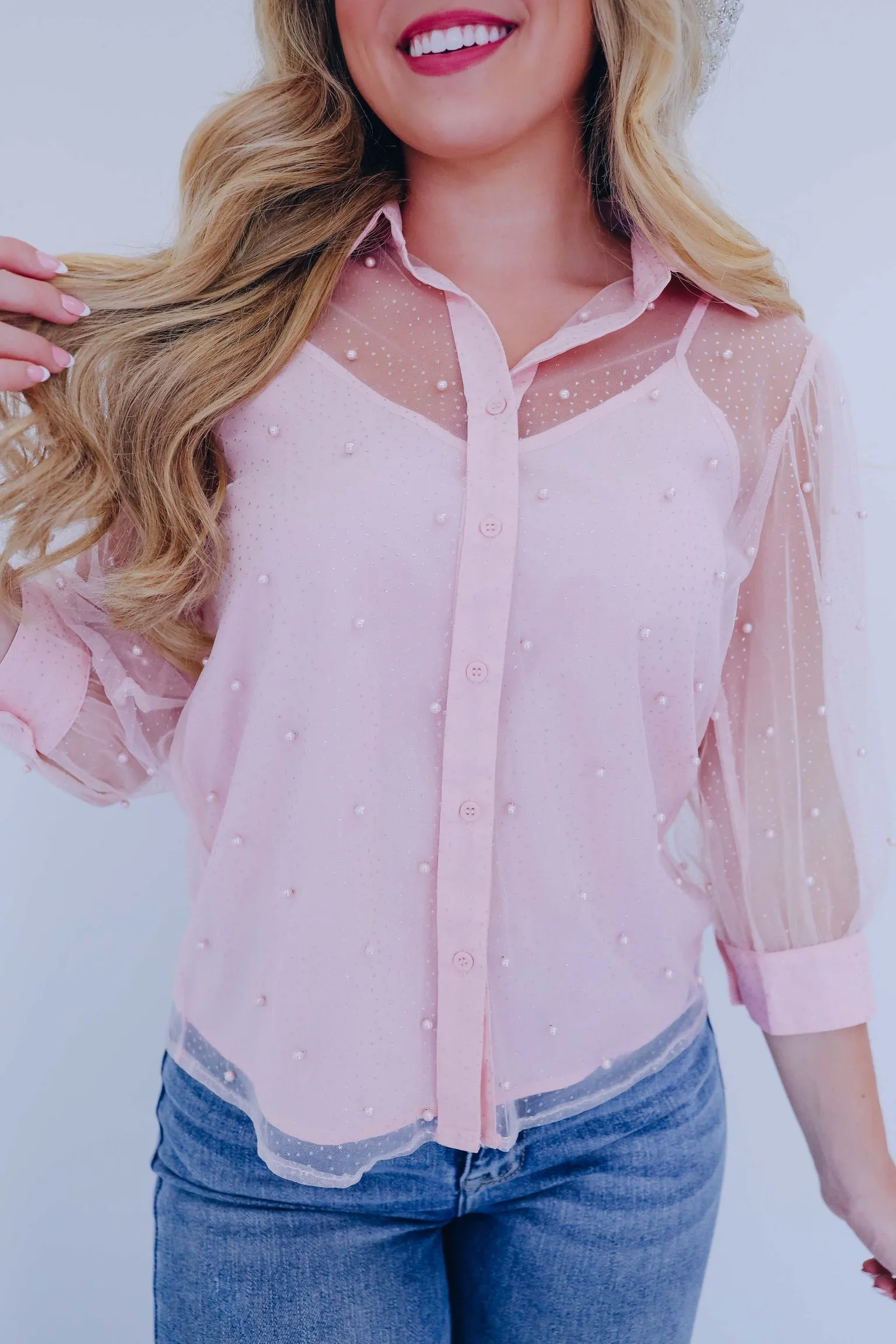 Simply Chic Sheer Button Up Blouse & Cami