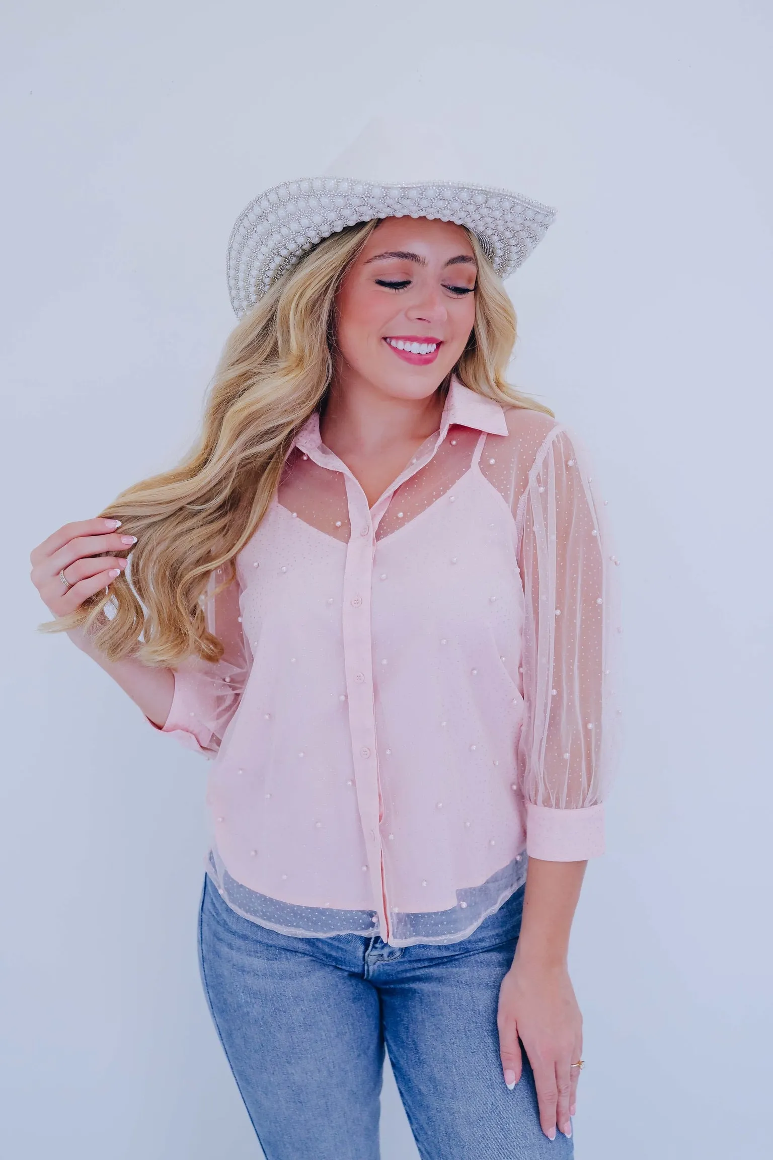 Simply Chic Sheer Button Up Blouse & Cami