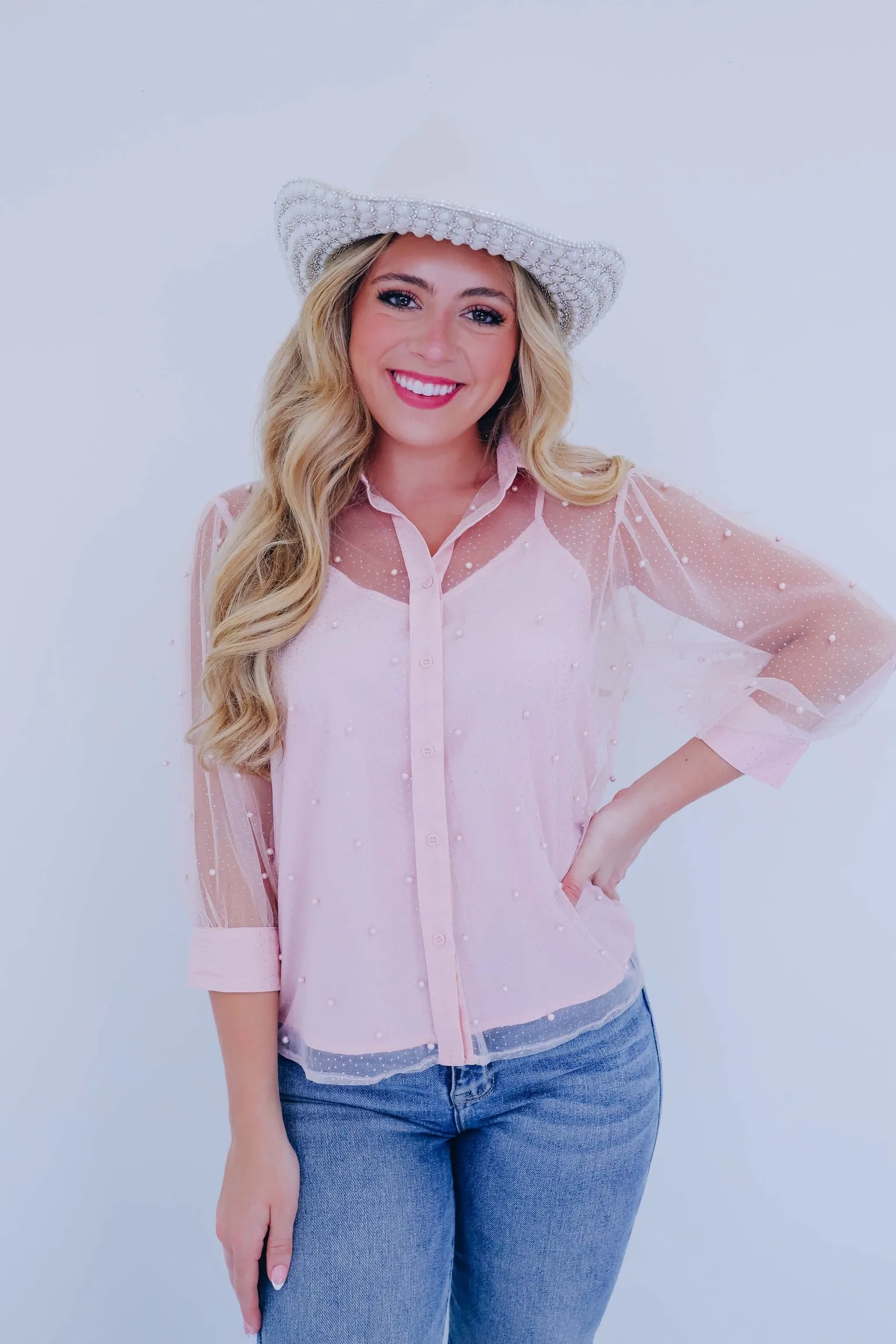 Simply Chic Sheer Button Up Blouse & Cami