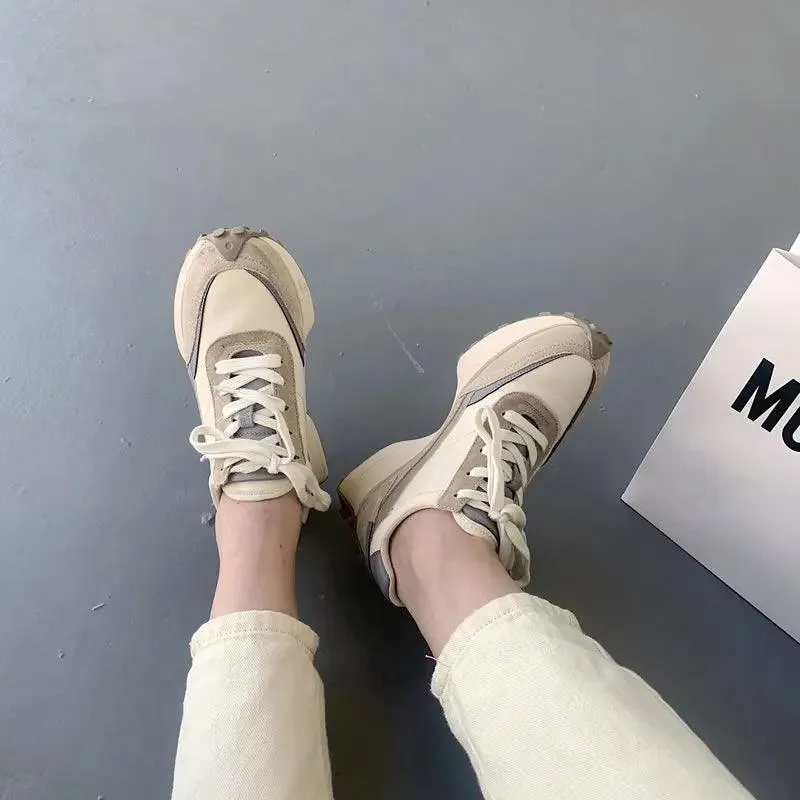 SKWB0352 Women's Casual Shoes - Suede Leather Platform Chunky Sneakers