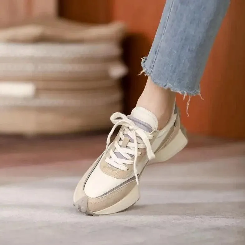 SKWB0352 Women's Casual Shoes - Suede Leather Platform Chunky Sneakers