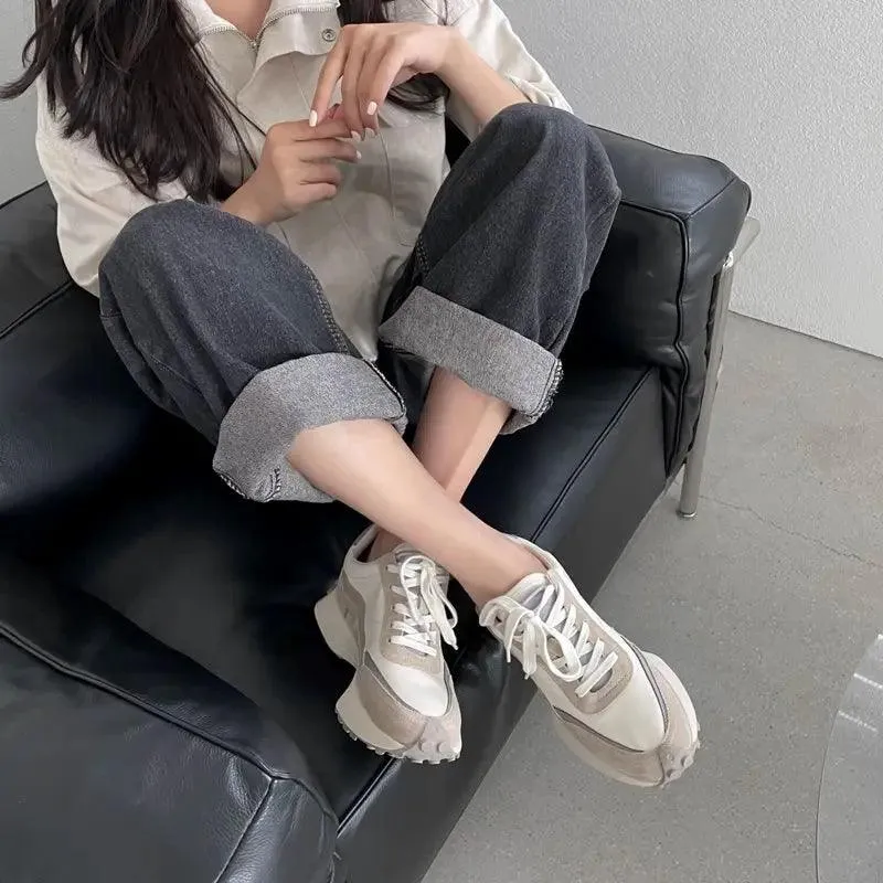 SKWB0352 Women's Casual Shoes - Suede Leather Platform Chunky Sneakers