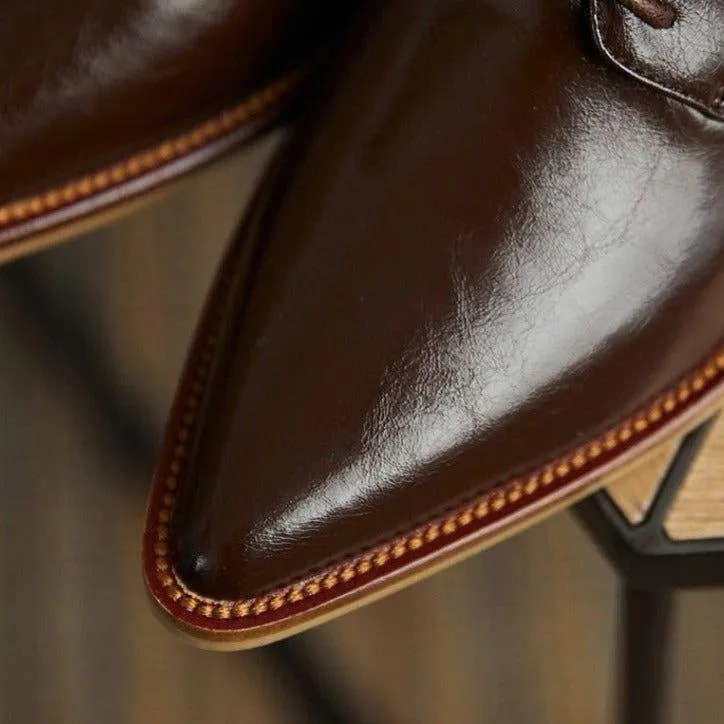 Split Leather Oxfords Chunky Heel Pumps Women's Casual Shoes GCSZXC56