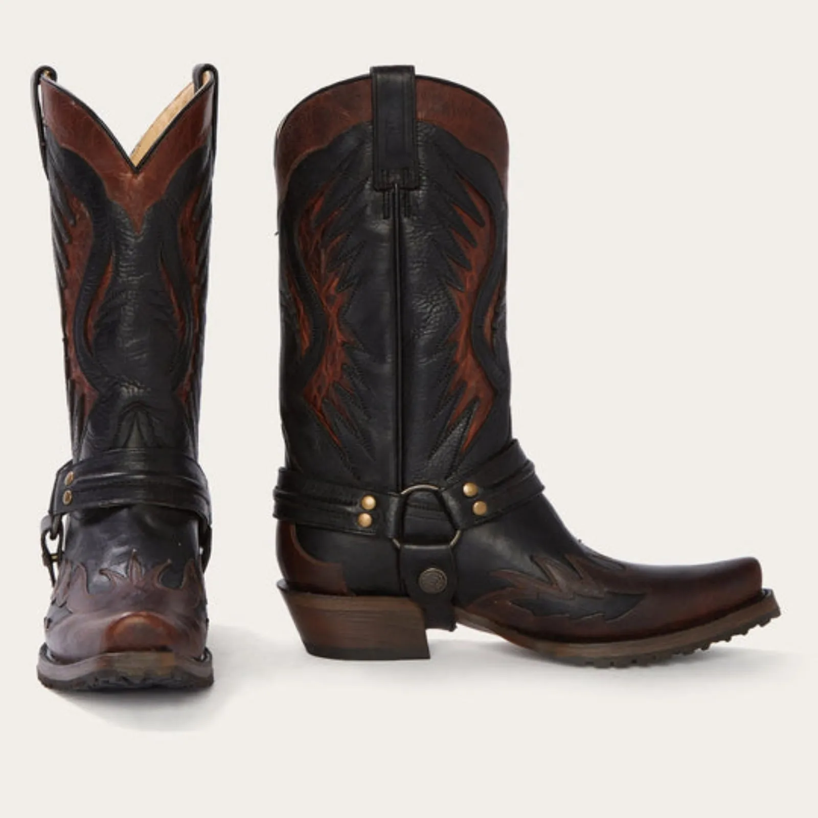 Stetson Men's Biker Oiled Leather Outlaw Toe Boots 3632