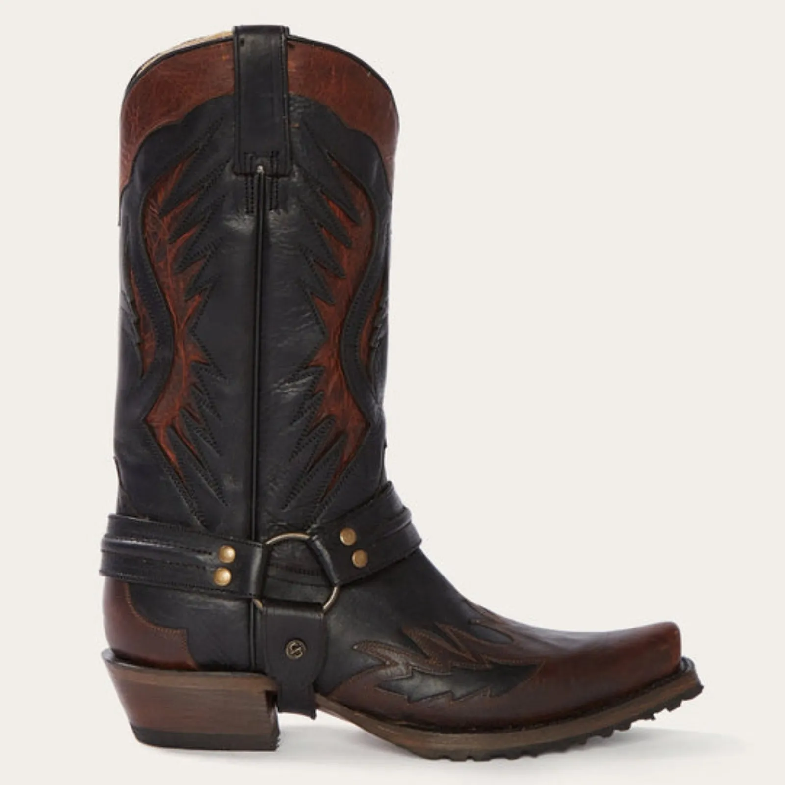 Stetson Men's Biker Oiled Leather Outlaw Toe Boots 3632