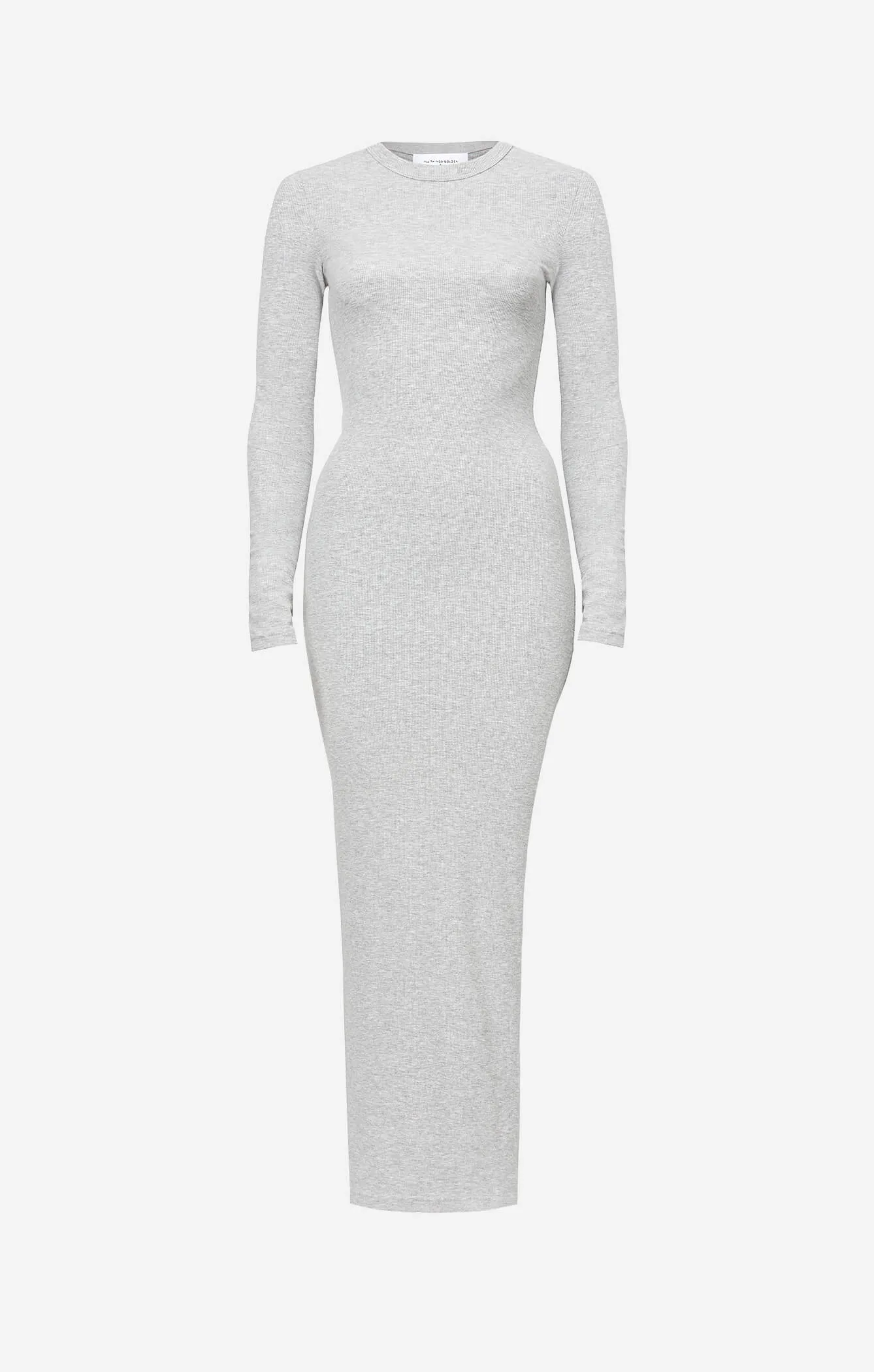 THE LUXE RIB L/S MIDI DRESS - MID GREY