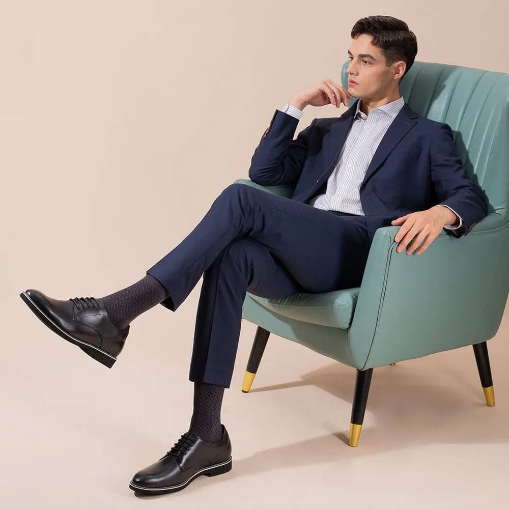 This item only ships to the United States - 5 CM / 1.95 Inches - CMR CHAMARIPA Elevator Derby Shoes For Men Black Leather Derby Make You Taller（复制）