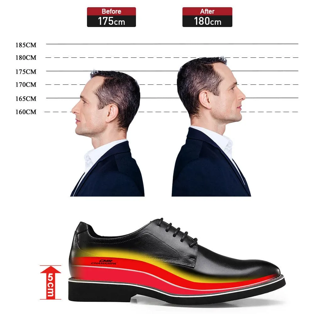 This item only ships to the United States - 5 CM / 1.95 Inches - CMR CHAMARIPA Elevator Derby Shoes For Men Black Leather Derby Make You Taller（复制）