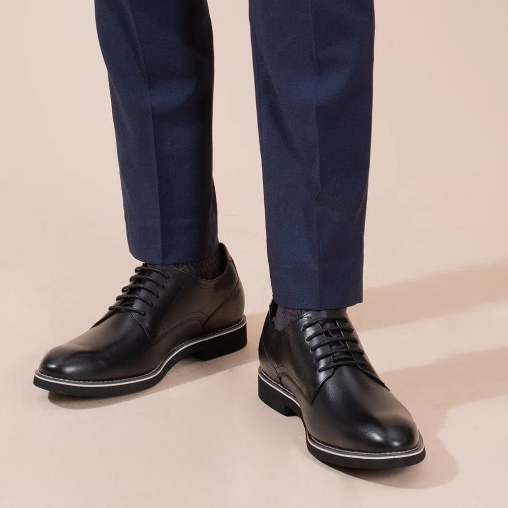 This item only ships to the United States - 5 CM / 1.95 Inches - CMR CHAMARIPA Elevator Derby Shoes For Men Black Leather Derby Make You Taller（复制）