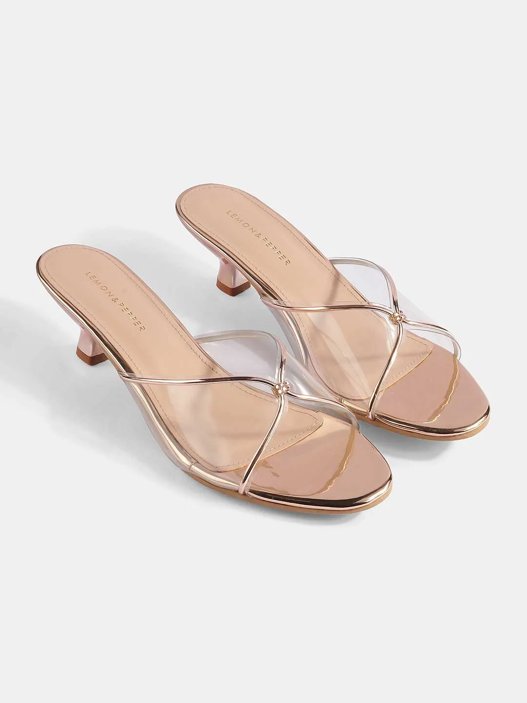 Transparent Kitten Heel Mules