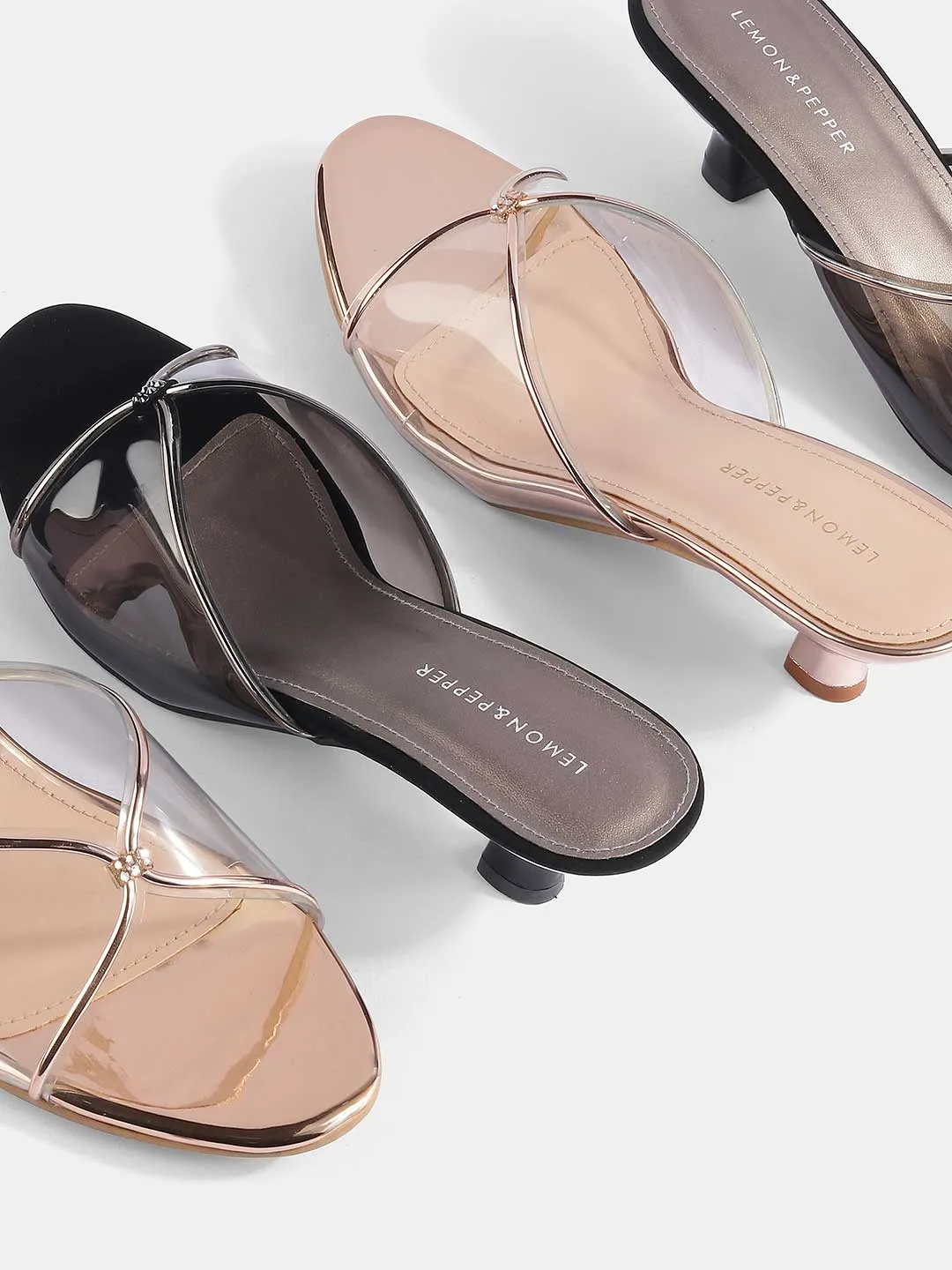 Transparent Kitten Heel Mules
