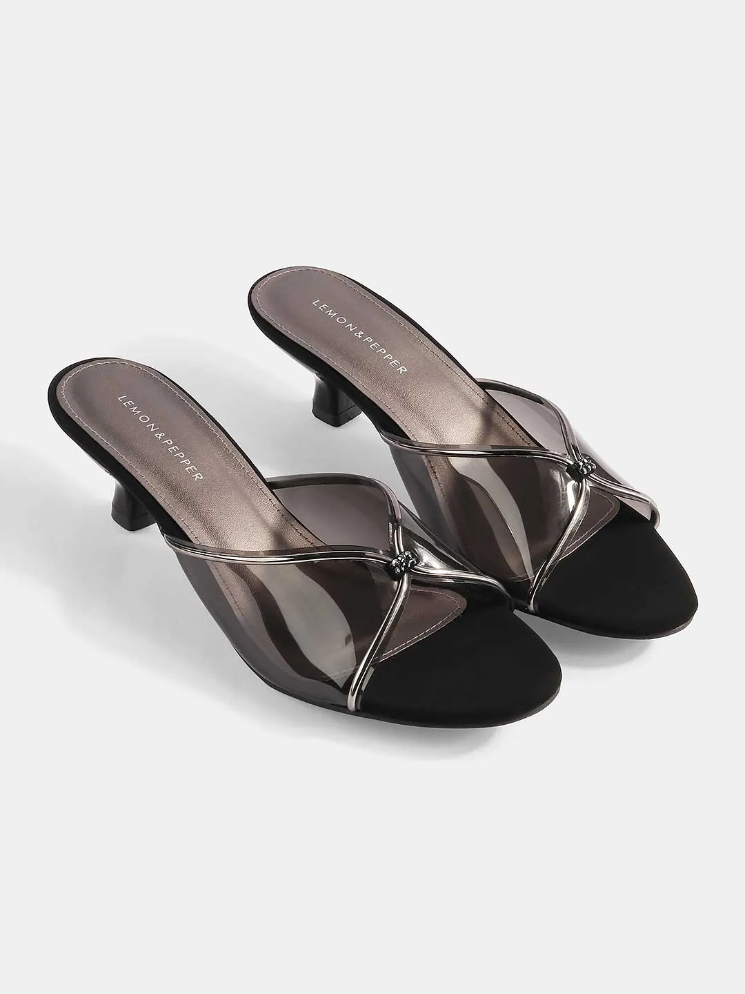 Transparent Kitten Heel Mules