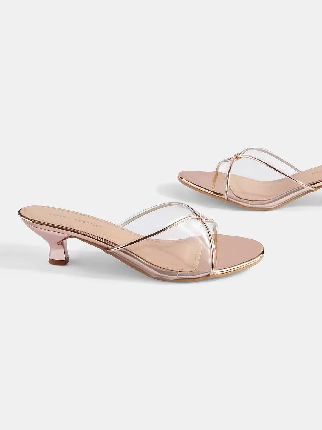 Transparent Kitten Heel Mules