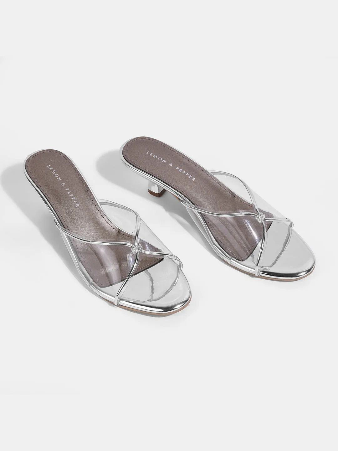Transparent Kitten Heel Mules