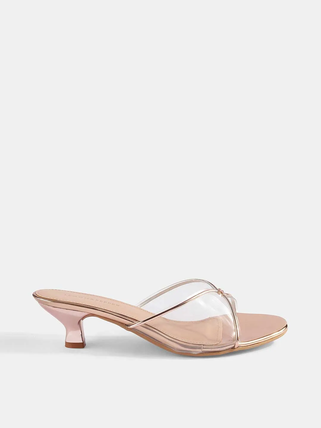 Transparent Kitten Heel Mules