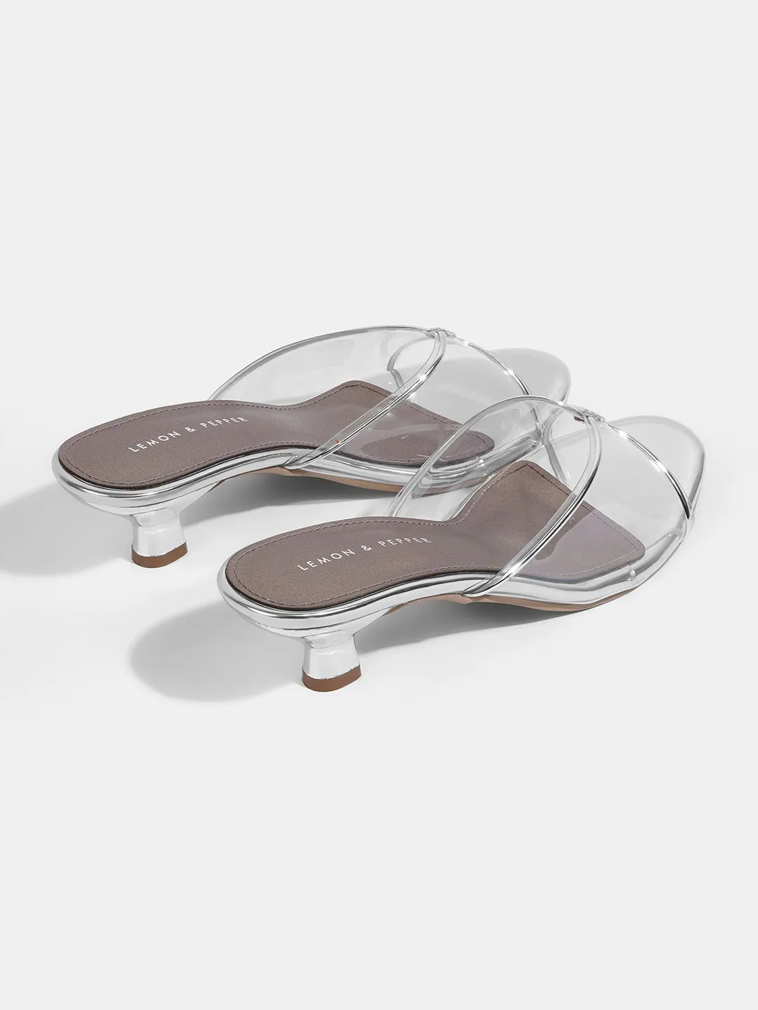 Transparent Kitten Heel Mules