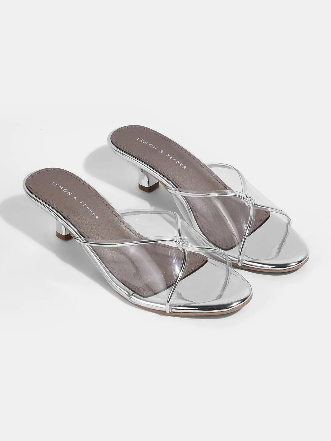 Transparent Kitten Heel Mules
