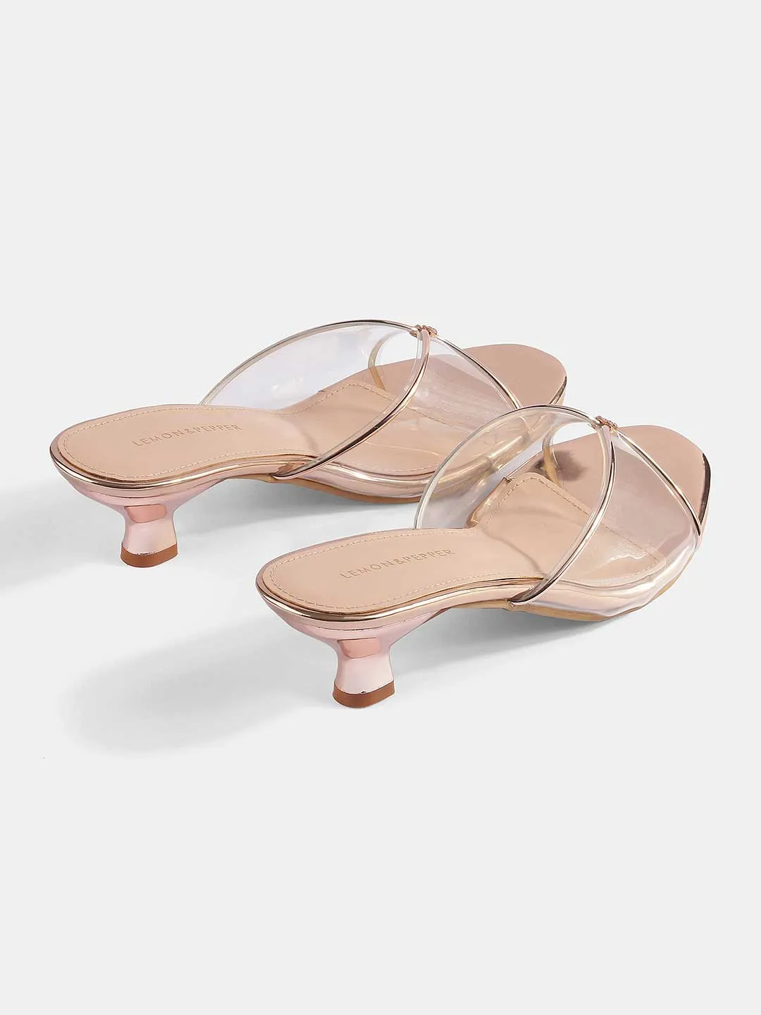 Transparent Kitten Heel Mules