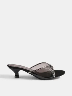 Transparent Kitten Heel Mules