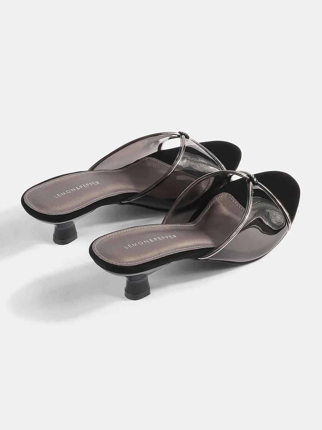 Transparent Kitten Heel Mules