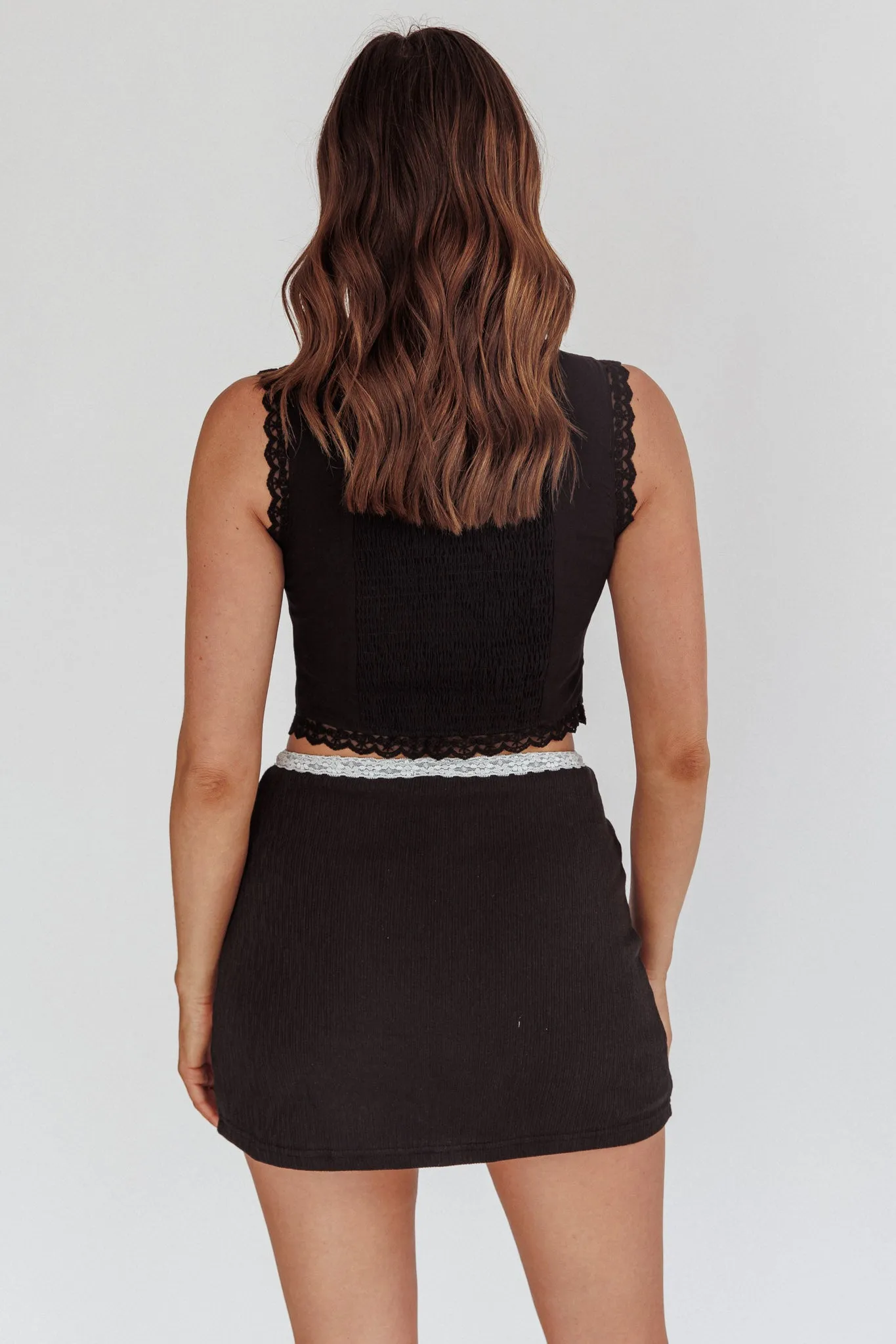 Walkaway Lace Trim Hook & Eye Top Black