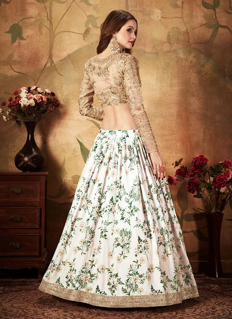 White And Beige Designer Lehenga Choli