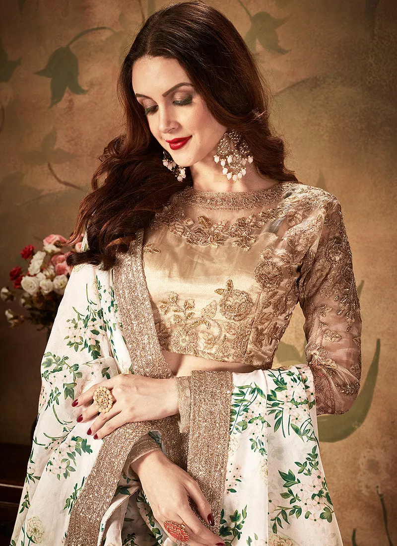 White And Beige Designer Lehenga Choli