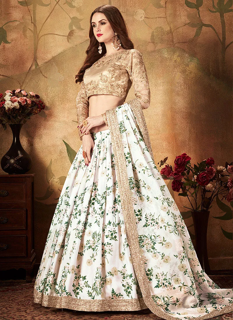 White And Beige Designer Lehenga Choli