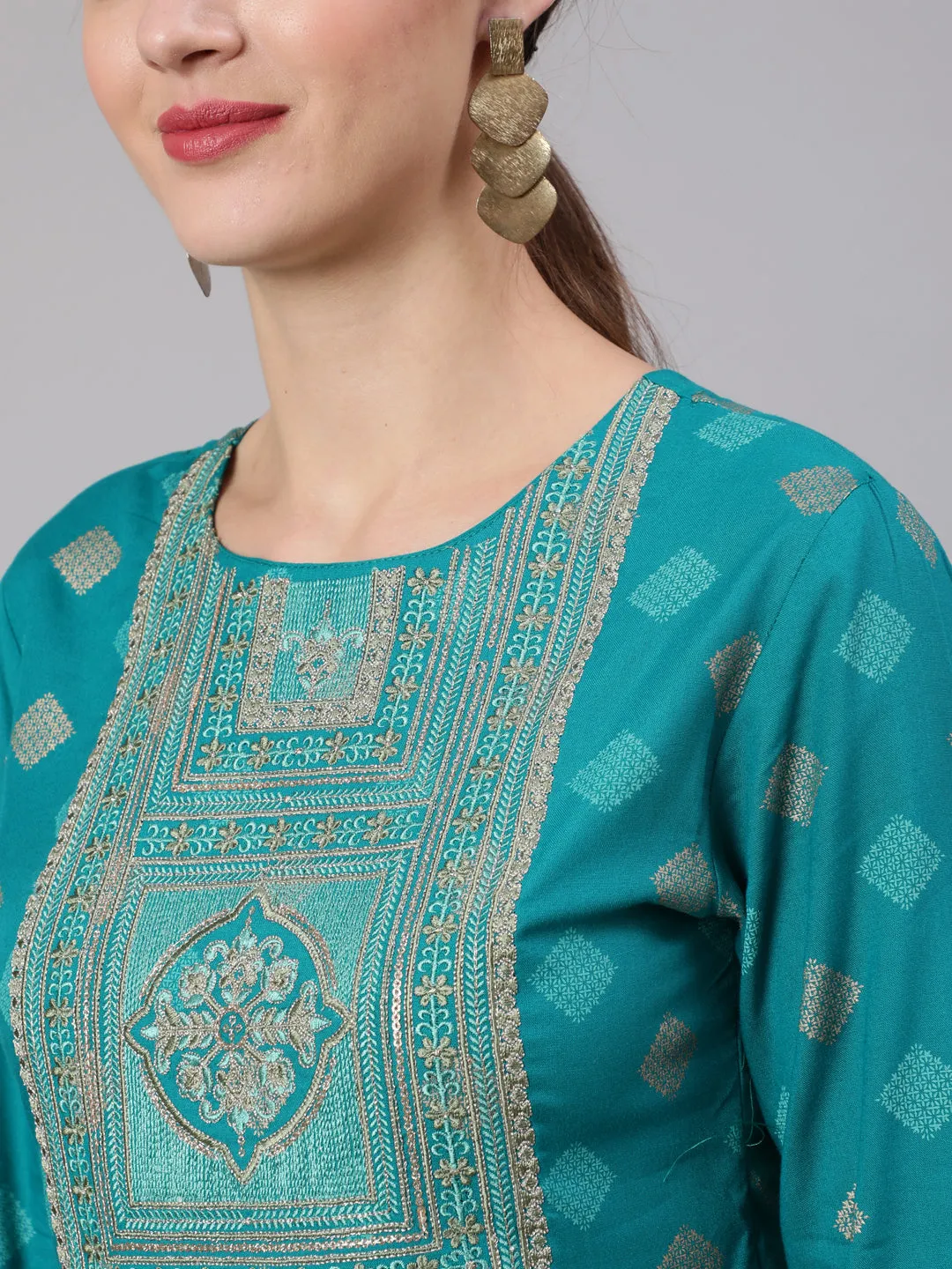Women Blue Rayon Nyara Cut A-Line Kurta
