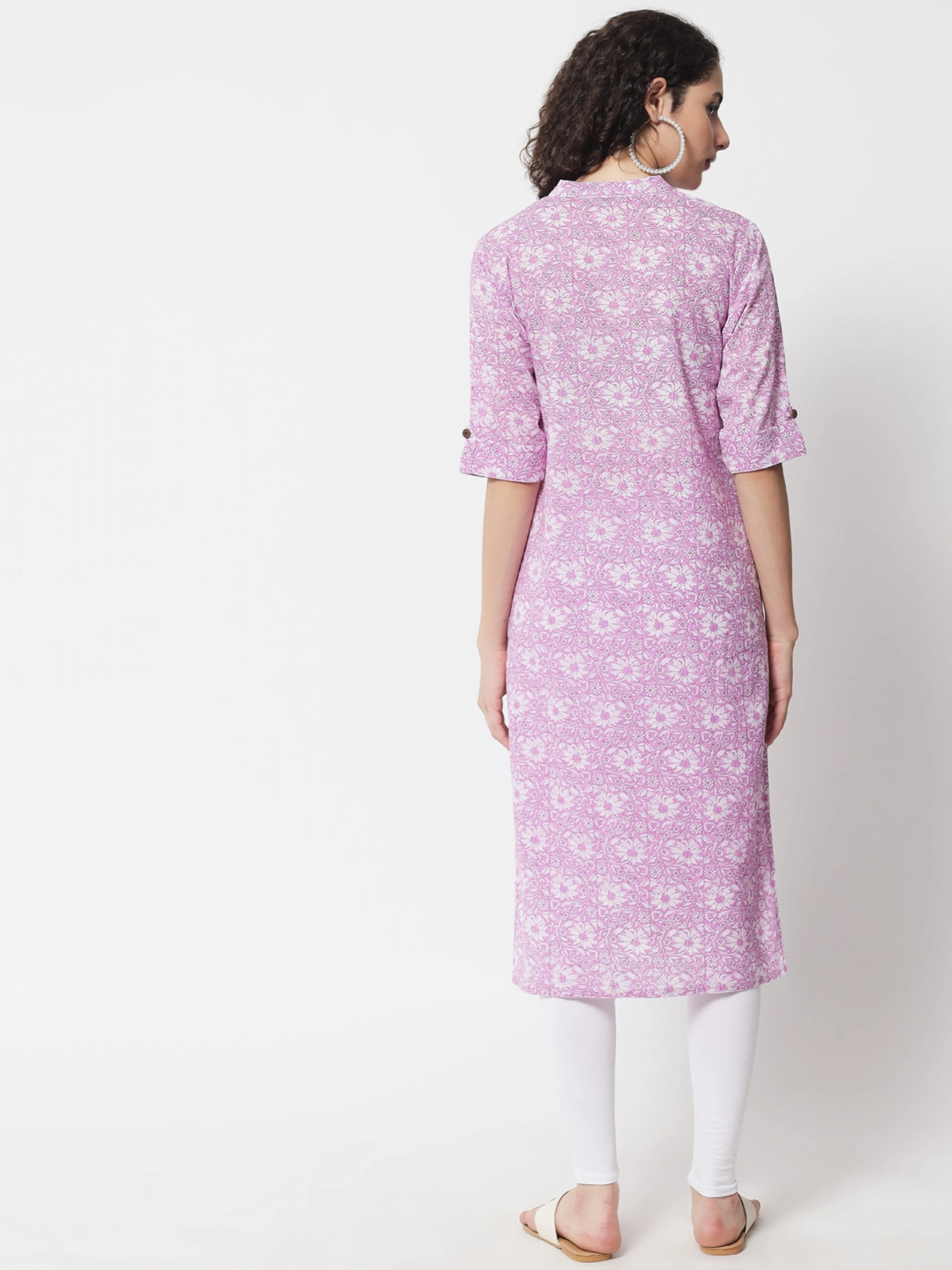 Womens Purple Cotton Straight Kurta