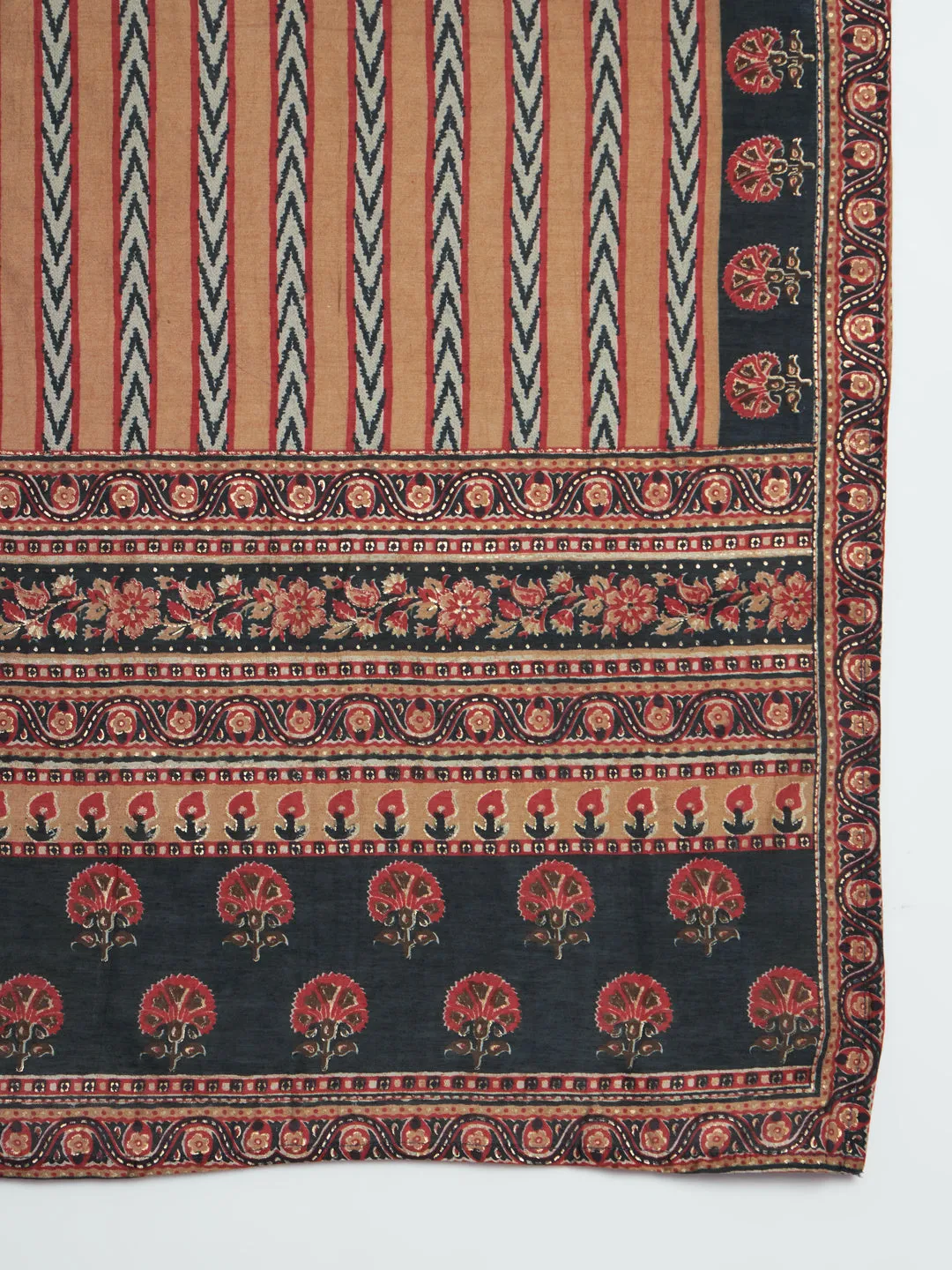 Women's Rayon Brown Alia Cut A-Line Kurta and Dupatta Set