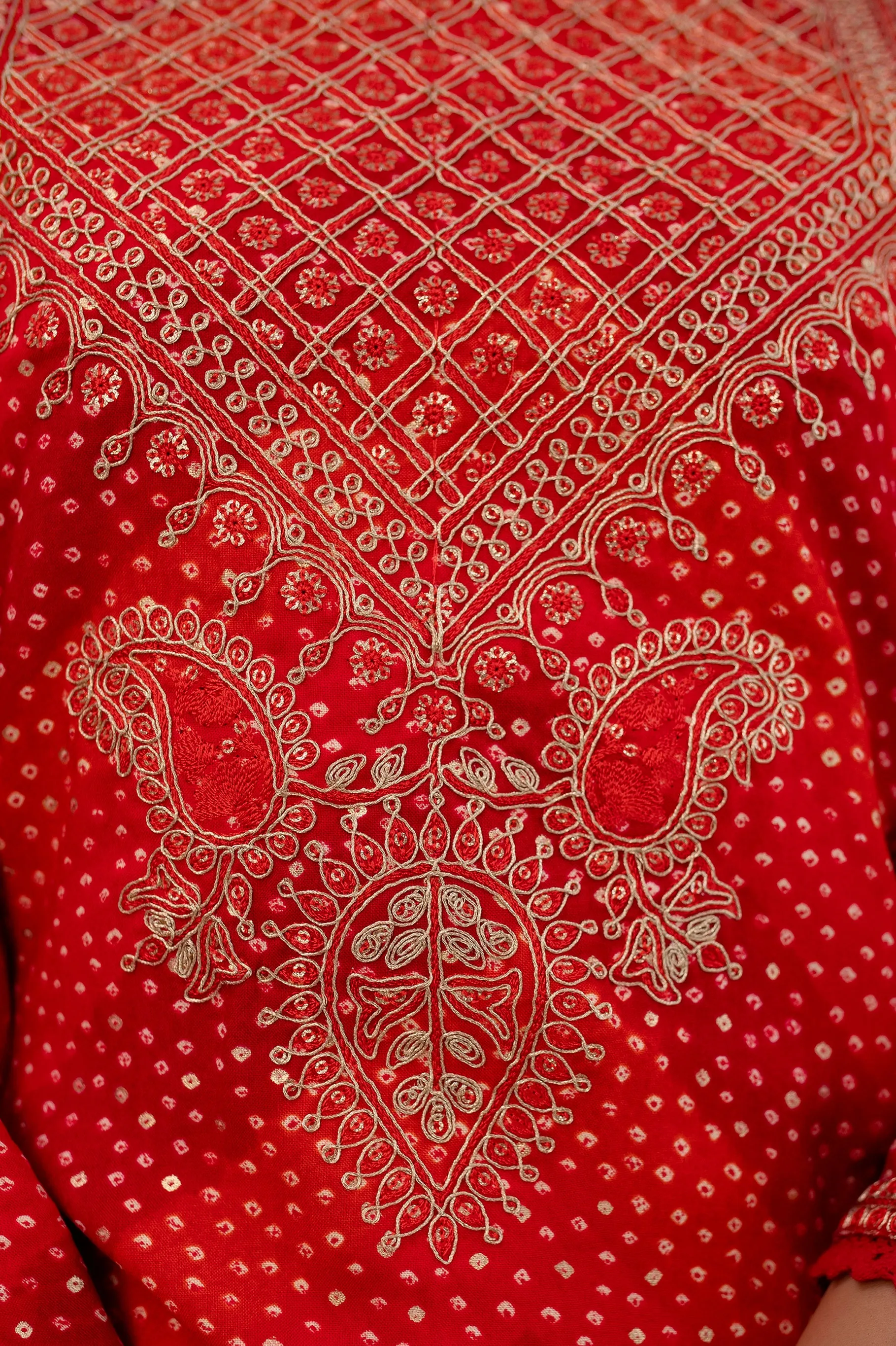 Womens Rayon Red Straight Kurta
