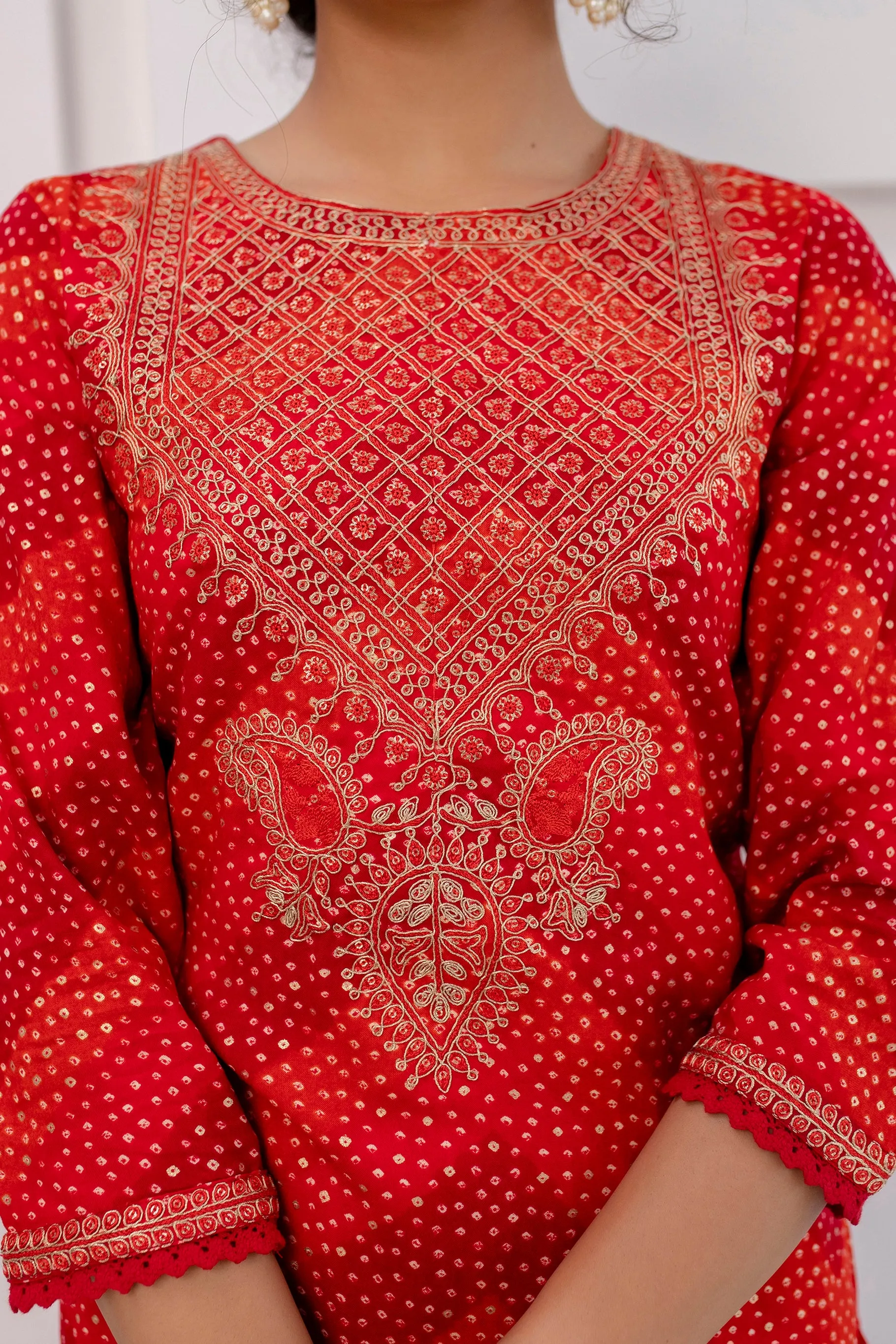 Womens Rayon Red Straight Kurta