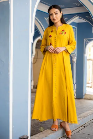 Yellow Color Rayon A-line Womens Kurta
