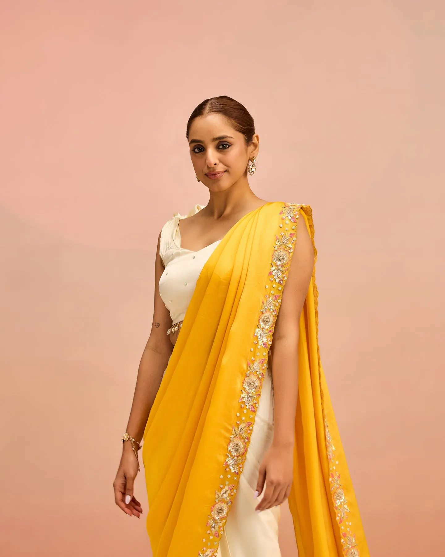 Yellow Mellow Drama Saree