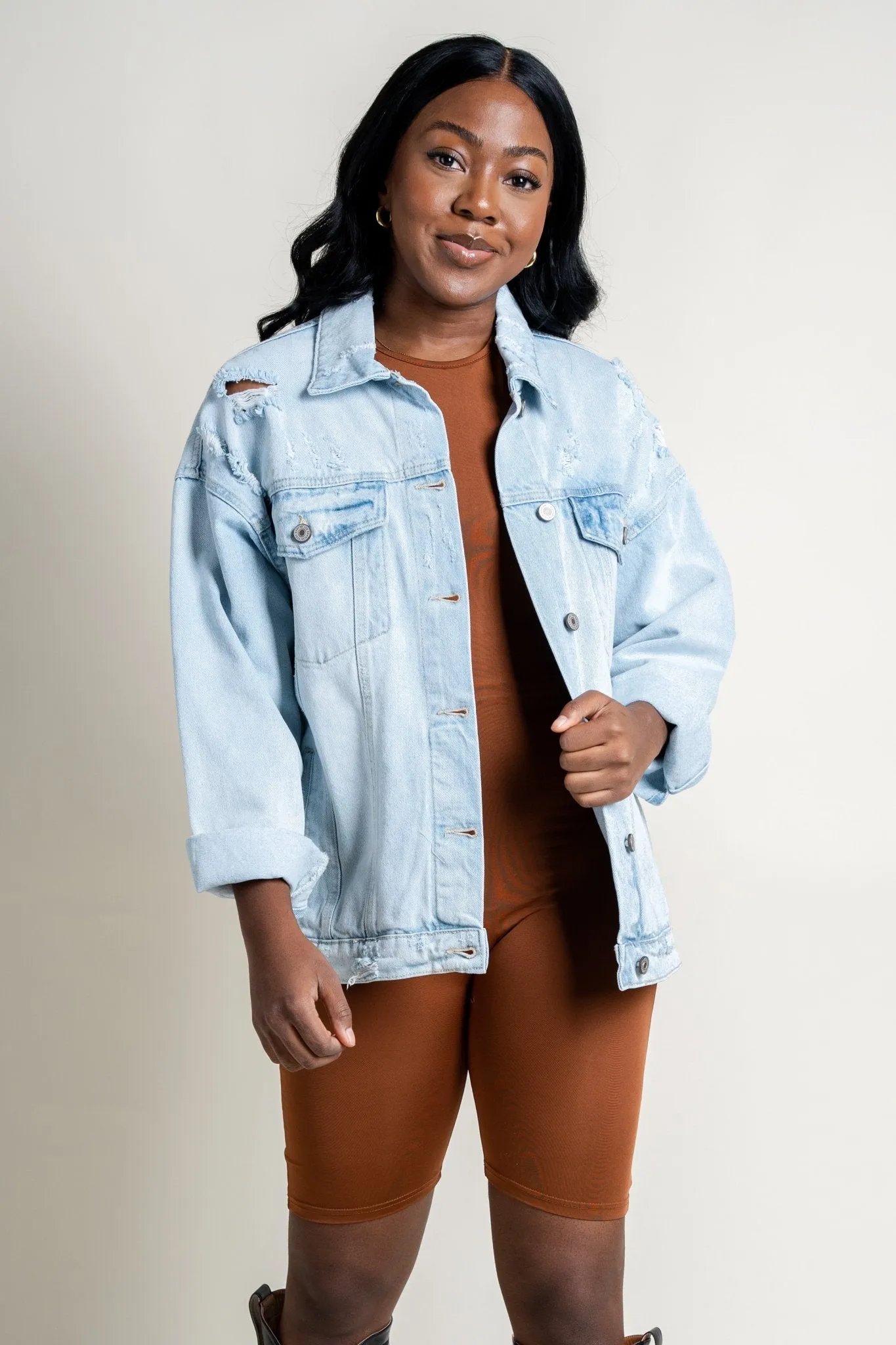 Zip back biker romper brown
